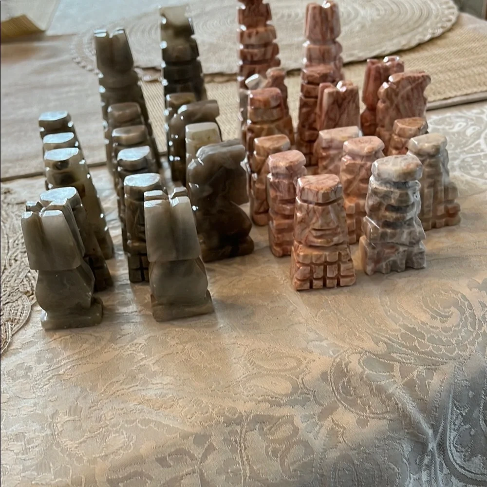 Stone Chess Set Carved Pieces in EUC. No board! - Picture 2 of 2
